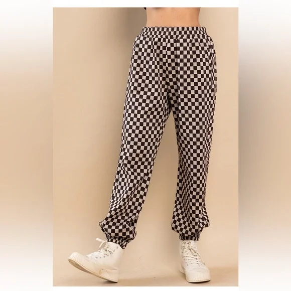 Fabulous Checkerboard Hoodie Top and Jogger Pants Set - Picture 6 of 8